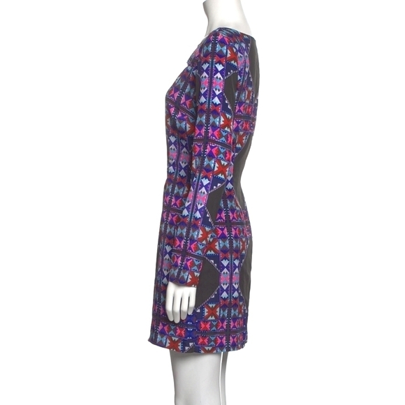 Mara Hoffman Geometric Print Cut Out Shift Mini Dress in Black and Pink Size 4 - Picture 4 of 10